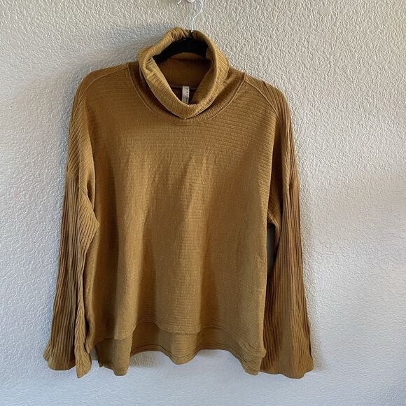 Free People Movement Can't Handle This Turtleneck Small Mustard Atlas Bell Boho - Picture 7 of 16